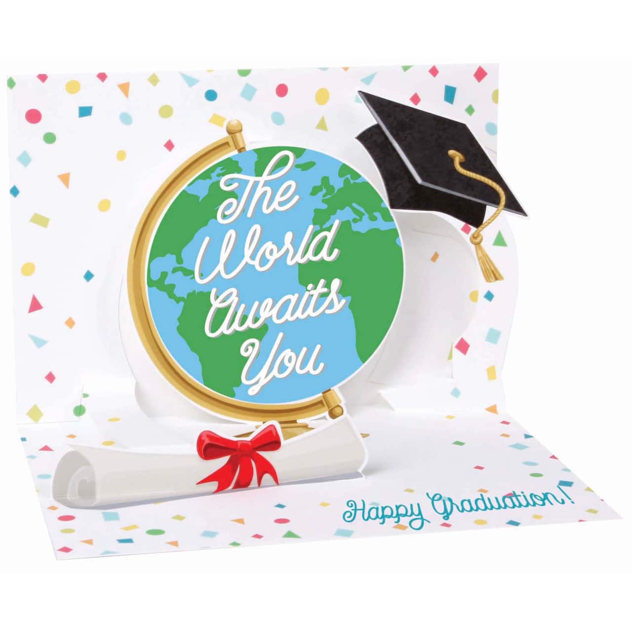 Up With Paper The World Awaits You Pop-Up Graduation Card